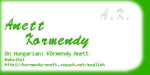 anett kormendy business card