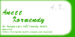 anett kormendy business card